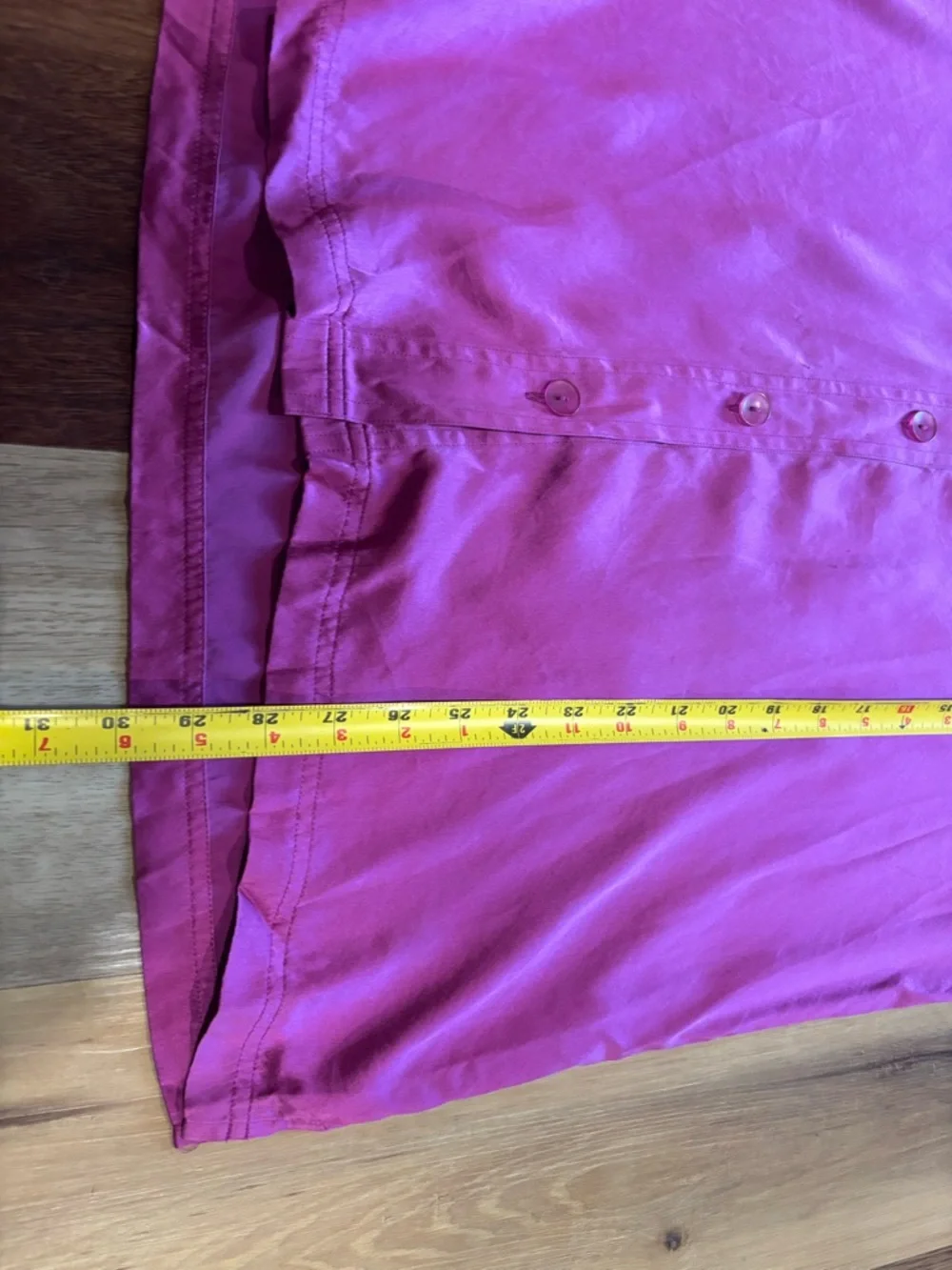 NY&CO 100% Silk Magenta Purple Button Up Shirt Medium Oversized Satin Blouse